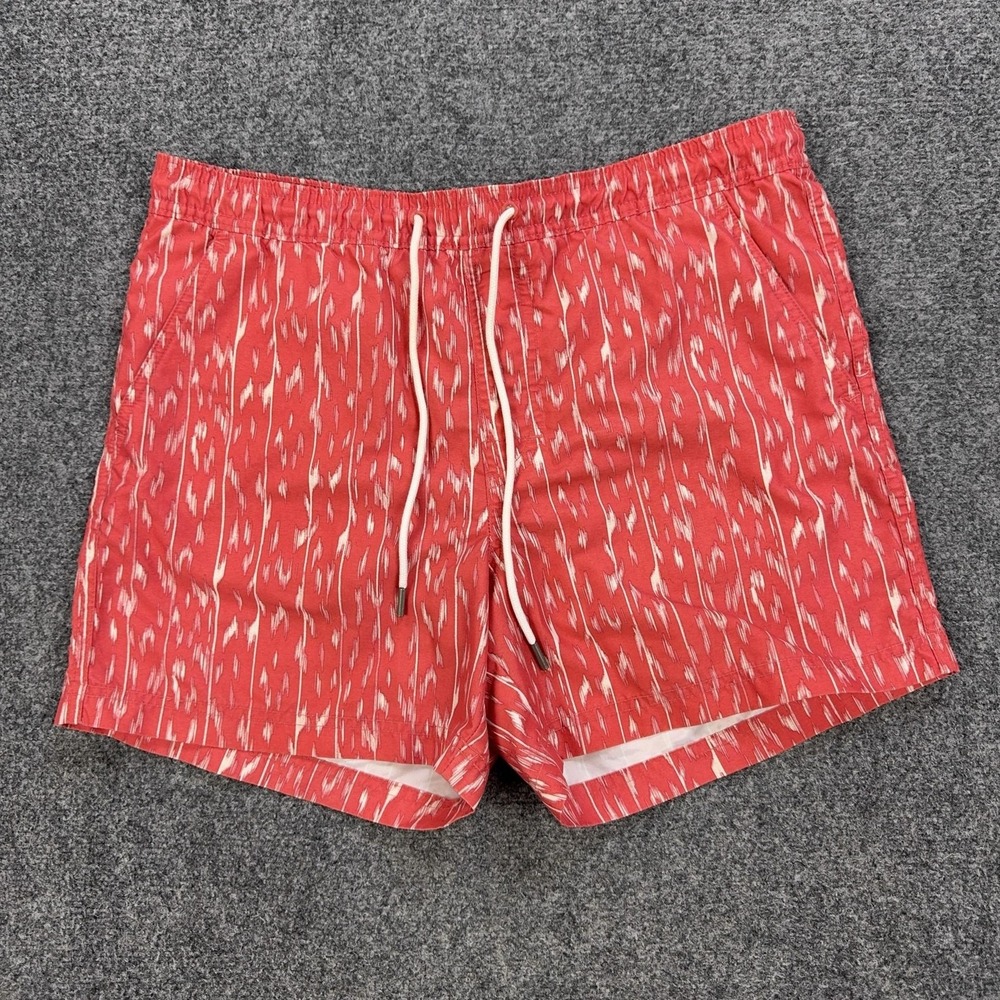 American Eagle Outfitters Swim Trunks Mens Small Red Ikat Mesh Lined Drawstring